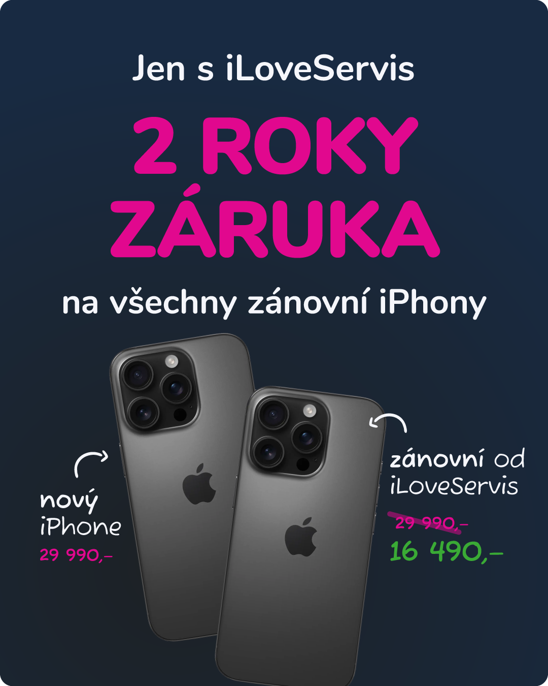 2 roky záruka na všechny zánovní iPhony